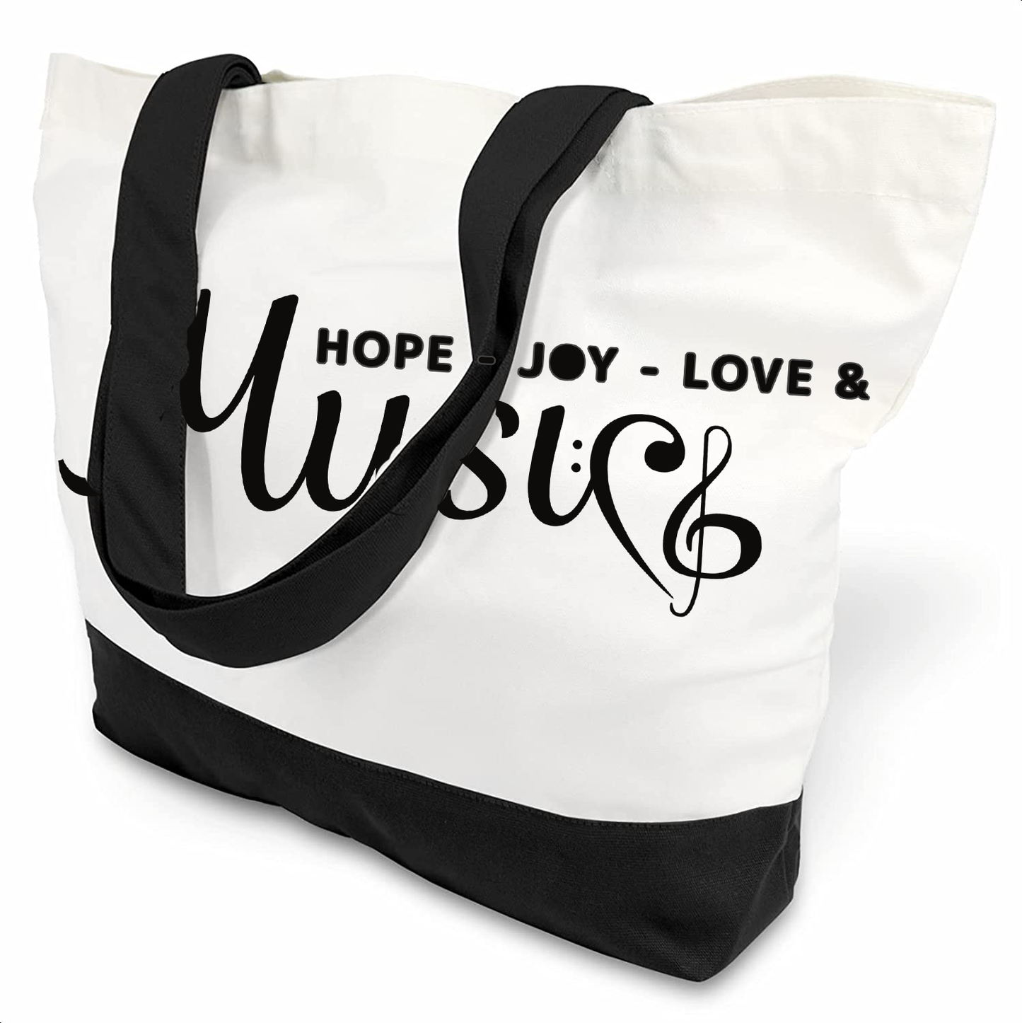 Music Hope, Joy & Love Large Tote Bag