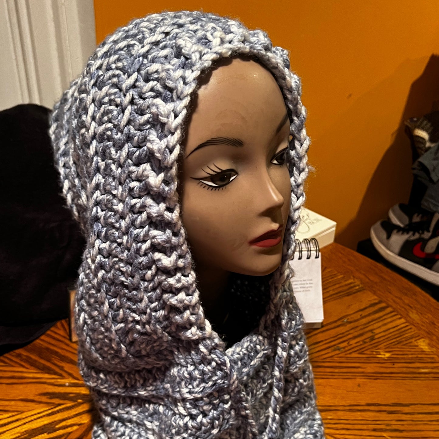 Hood Cowl Blue & White