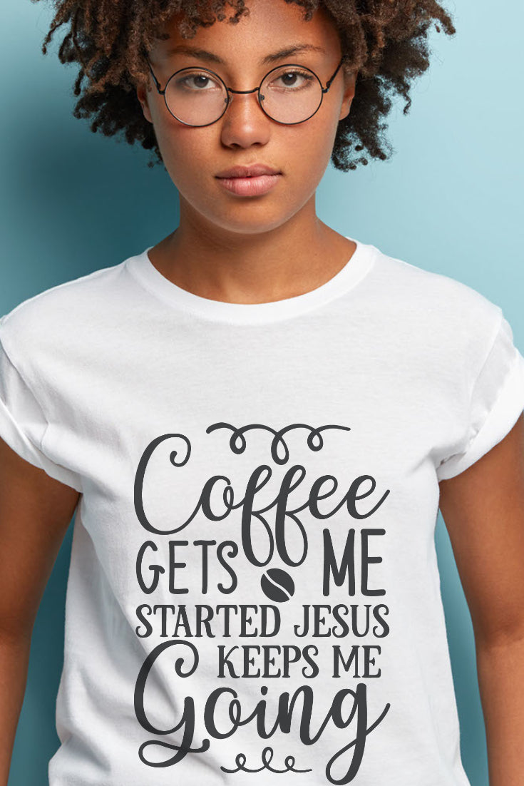 Coffee Gets Me Going, Jesus Keeps Me Going LS T-Shirt