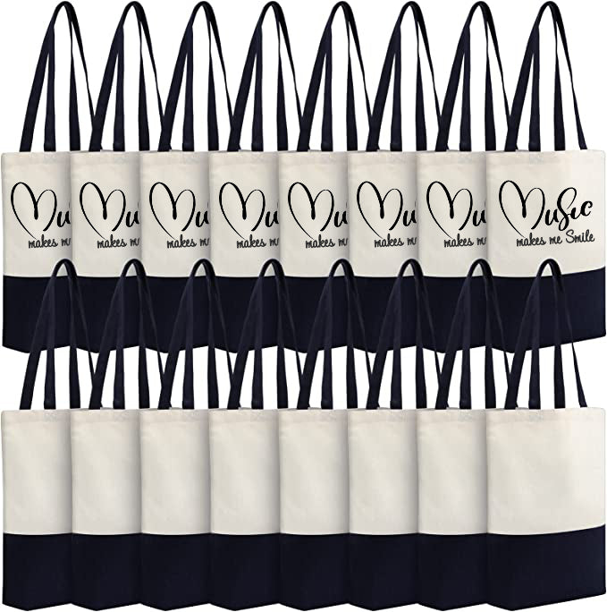 Large Tote Bag "Music Makes Me Smile"